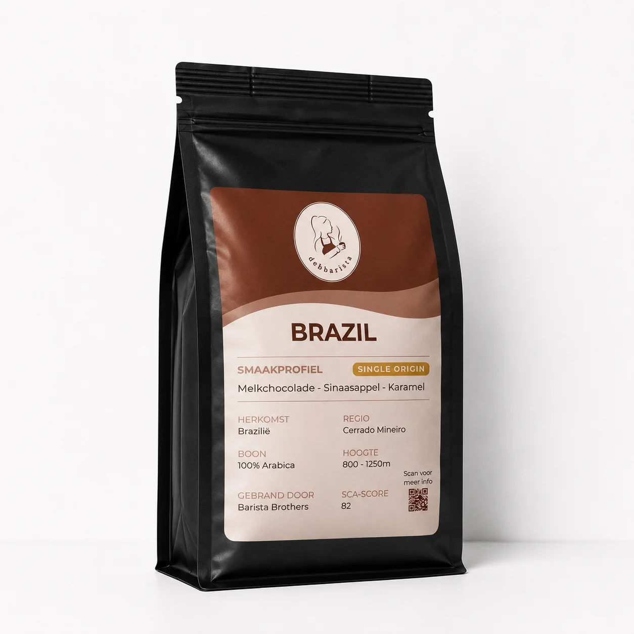 Debbarista Brazil koffiezak – single origin Cerrado Mineiro, smaak melkchocolade, sinaasappel en karamel
